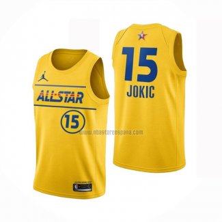 Camiseta All Star 2021 Denver Nuggets Nikola Jokic NO 15 Oro