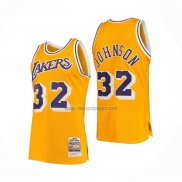 Camiseta Los Angeles Lakers Magic Johnson NO 32 Hardwood Classics Throwback Amarillo