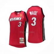 Camiseta Miami Heat Dwyane Wade NO 3 Mitchell & Ness 2005-06 Autentico Rojo