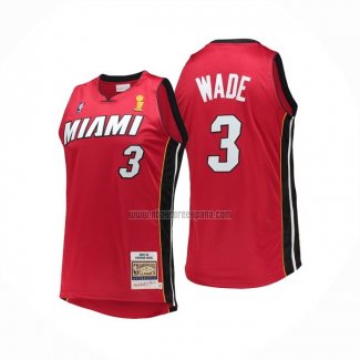 Camiseta Miami Heat Dwyane Wade NO 3 Mitchell & Ness 2005-06 Autentico Rojo