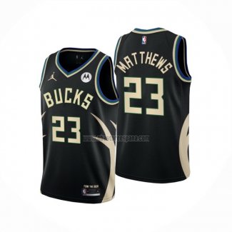 Camiseta Milwaukee Bucks Wesley Matthews NO 23 Statement 2022-23 Negro