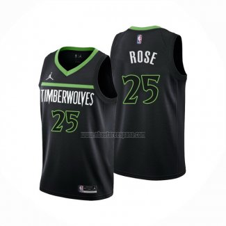 Camiseta Minnesota Timberwolves Derrick Rose NO 25 Statement 2022-23 Negro