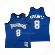 Camiseta Minnesota Timberwolves Latrell Sprewell NO 8 Hardwood Classics Throwback Azul