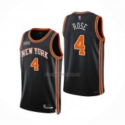 Camiseta New York Knicks Derrick Rose NO 4 Ciudad 2021-22 Negro