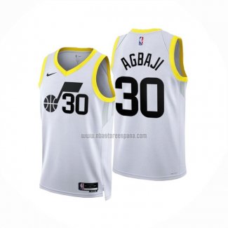 Camiseta Utah Jazz Ochai Agbaji NO 30 Association 2022-23 Blanco