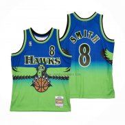 Camiseta Atlanta Hawks Steve Smith NO 8 Mitchell & Ness 1996-97 Verde