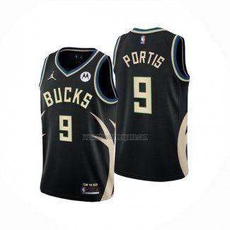 Camiseta Milwaukee Bucks Bobby Portis NO 9 Statement 2022-23 Negro