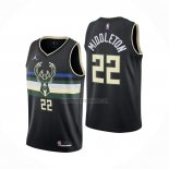 Camiseta Milwaukee Bucks Khris Middleton NO 22 Statement 2020-21 Negro