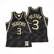 Camiseta Philadelphia 76ers Allen Iverson NO 3 Mitchel & Ness 1996-97 Negro