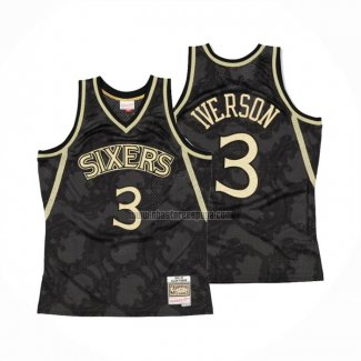 Camiseta Philadelphia 76ers Allen Iverson NO 3 Mitchel & Ness 1996-97 Negro