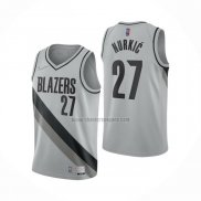 Camiseta Portland Trail Blazers Jusuf Nurkic NO 27 Earned 2020-21 Gris