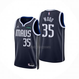 Camiseta Dallas Mavericks Christian Wood NO 35 Statement 2022-23 Azul