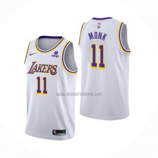 Camiseta Los Angeles Lakers Malik Monk NO 11 Association 2021-22 Blanco