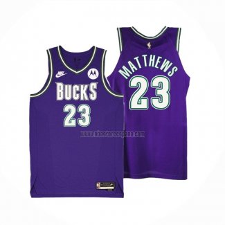 Camiseta Milwaukee Bucks Wesley Matthews NO 23 Classic 2022-23 Violeta