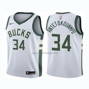 Camiseta Nino Milwaukee Bucks Giannis Antetokounmpo NO 34 Association Blanco