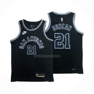 Camiseta San Antonio Spurs Tim Duncan NO 21 Statement 2022-23 Negro