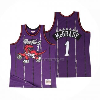 Camiseta Toronto Raptors Tracy McGrady NO 1 Hardwood Classics Throwback Violeta