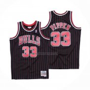 Camiseta Chicago Bulls Scottie Pippen NO 33 Hardwood Classics Throwback 1995-96 Negro