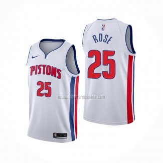 Camiseta Detroit Pistons Derrick Rose NO 25 Association 2018-19 Blanco