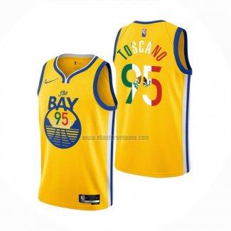 Camiseta Golden State Warriors Juan Toscano-Anderson NO 95 2022 Statement Royal Special Mexico Edition Oro