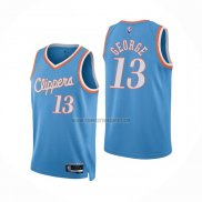 Camiseta Los Angeles Clippers Paul George NO 13 Ciudad 2021-22 Azul