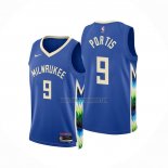 Camiseta Milwaukee Bucks Bobby Portis NO 9 Ciudad 2022-23 Azul