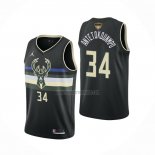 Camiseta Milwaukee Bucks Giannis Antetokounmpo NO 34 Statement 2021 Finals Negro