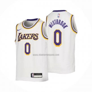 Camiseta Nino Los Angeles Lakers Russell Westbrook NO 0 Association 2022-23 Blanco