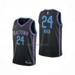 Camiseta Sacramento Kings Buddy Hield NO 24 Ciudad 2020-21 Negro