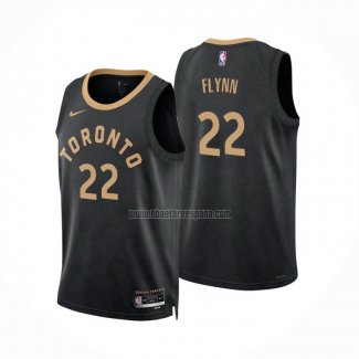 Camiseta Toronto Raptors Malachi Flynn NO 22 Ciudad 2022-23 Negro