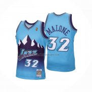 Camiseta Utah Jazz Karl Malone NO 32 Mitchell & Ness 1996-97 Azul