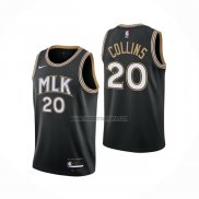 Camiseta Atlanta Hawks John Collins NO 20 Ciudad 2020-21 Negro