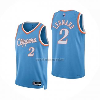 Camiseta Los Angeles Clippers Kawhi Leonard NO 2 Ciudad 2021-22 Azul