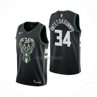 Camiseta Milwaukee Bucks Giannis Antetokounmpo NO 34 Negro