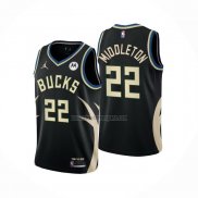 Camiseta Milwaukee Bucks Khris Middleton NO 22 Statement 2022-23 Negro