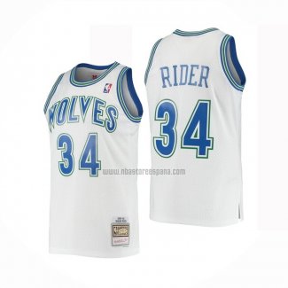 Camiseta Minnesota Timberwolves Isaiah Rider NO 34 Mitchell & Ness 1995-96 Blanco