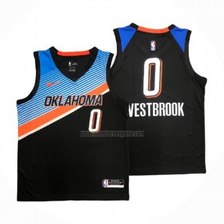 Camiseta Oklahoma City Thunder Russell Westbrook NO 0 Ciudad 2020-21 Negro