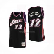 Camiseta Utah Jazz John Stockton NO 12 Hardwood Classics 1998-99 Negro