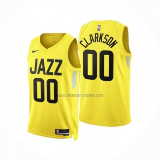 Camiseta Utah Jazz Jordan Clarkson NO 00 Icon 2022-23 Amarillo