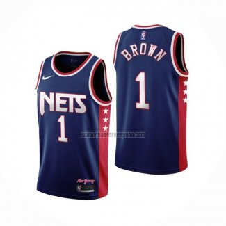 Camiseta Brooklyn Nets Bruce Brown NO 1 Ciudad 2021-22 Azul