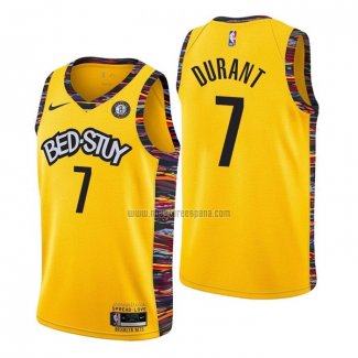 Camiseta Brooklyn Nets Kevin Durant NO 7 Ciudad 2020-21 Amarillo