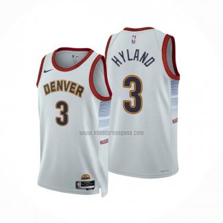 Camiseta Denver Nuggets Nahshon Hyland NO 3 Ciudad 2022-23 Blanco