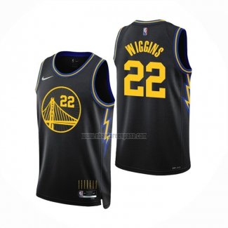 Camiseta Golden State Warriors Andrew Wiggins NO 22 Ciudad 2021-22 Negro