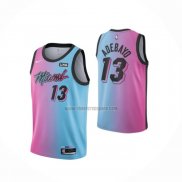 Camiseta Miami Heat Bam Adebayo NO 13 Ciudad 2020-21 Azul Rosa