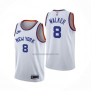 Camiseta New York Knicks Kemba Walker NO 8 75th Anniversary Blanco