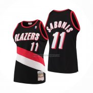 Camiseta Portland Trail Blazers Arvydas Sabonis NO 11 Hardwood Classics Throwback Negro