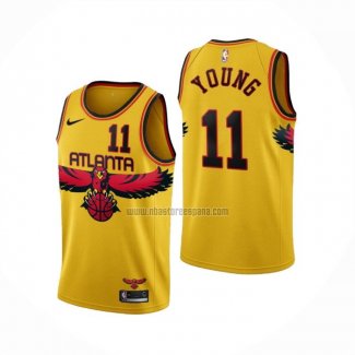 Camiseta Atlanta Hawks Trae Young NO 11 Ciudad 2021-22 Amarillo