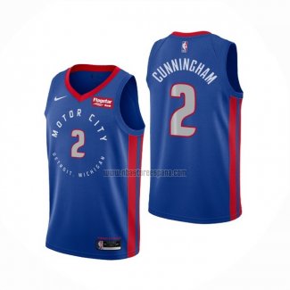 Camiseta Detroit Pistons Cade Cunningham NO 2 Ciudad 2020-21 Azul