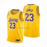 Camiseta Los Angeles Lakers LeBron James NO 23 Icon 2020-21 Amarillo