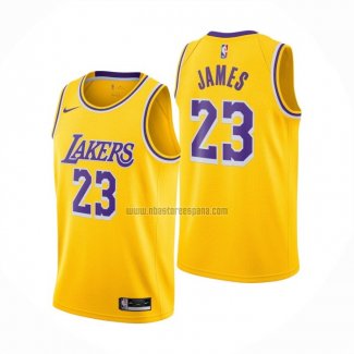 Camiseta Los Angeles Lakers LeBron James NO 23 Icon 2020-21 Amarillo